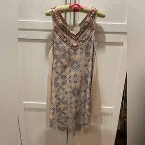 Free People Ancient Mystery Beaded Sequin Shift Dress Beige Women’s Sz XS
